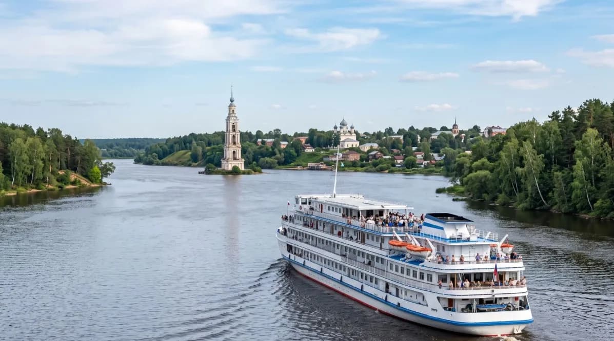 С воды колокольня смотрит прямо на вас