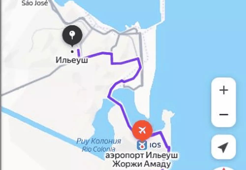 карта маршрута до порта Ильеус