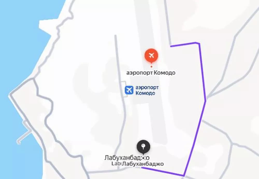 карта маршрута до порта Лабуан-Баджо